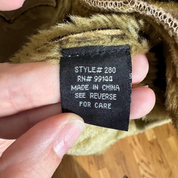 Lapis Coat Women M Tan Rose Print Faux Suede Penny Lane Faux Fur Lined Patchwork - Picture 8 of 9